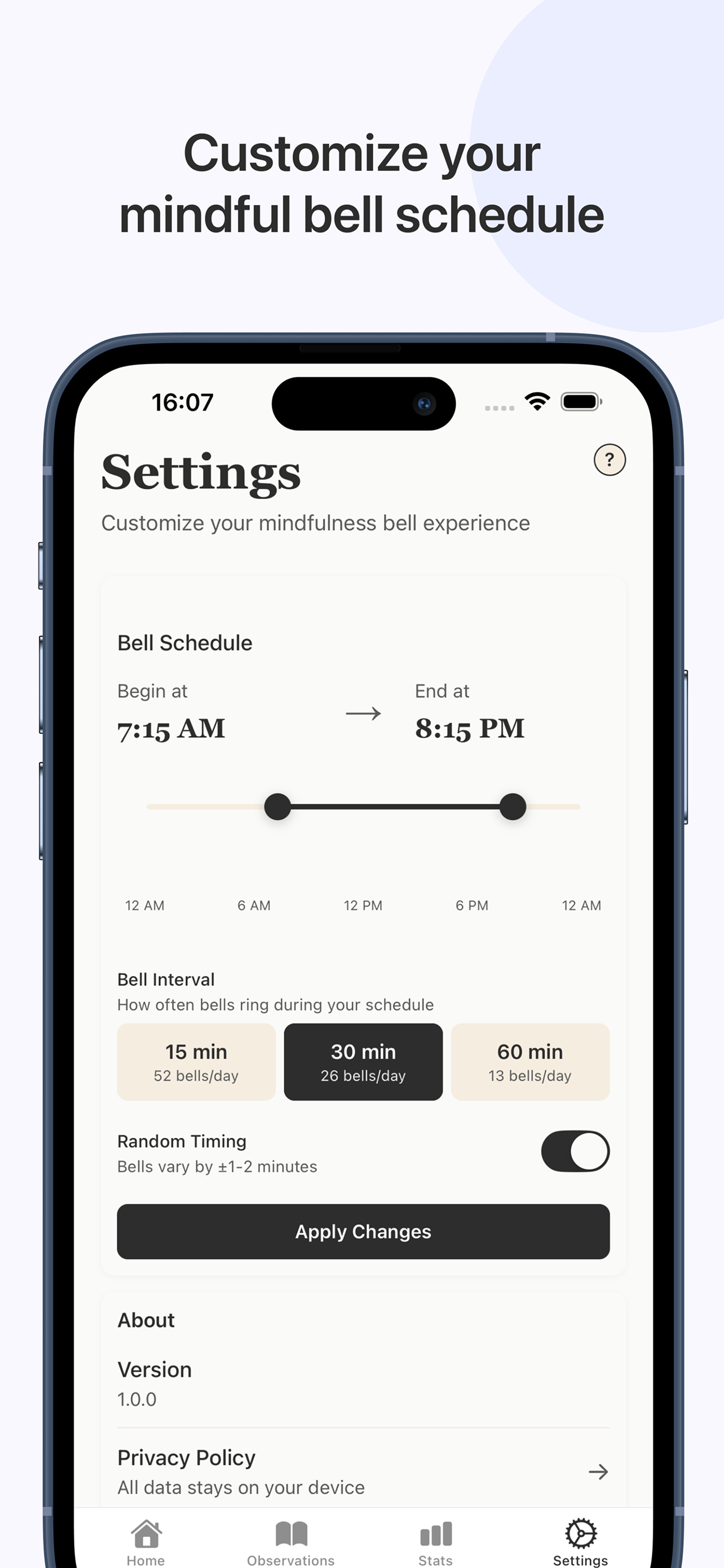 Statistics and insights screen